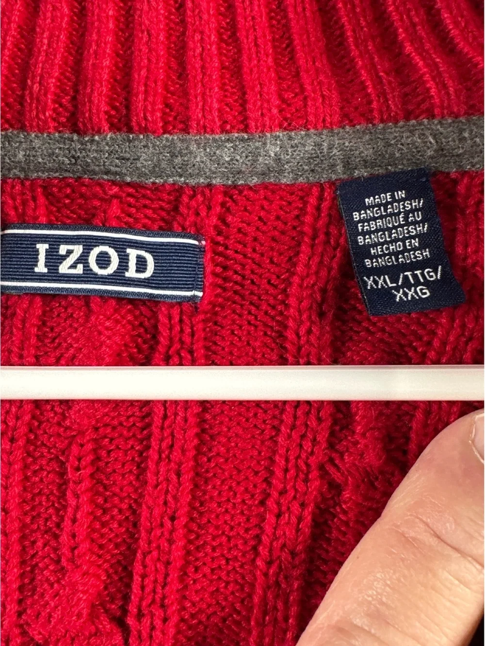 Izod Cable Knit Sweater Red XXL Cotton Pullover Crewneck
